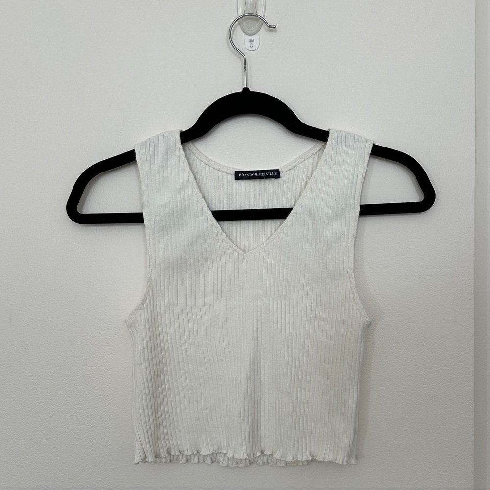 Brandy Melville Ribbed Crop Tank Top - Ivory